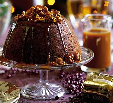 Pud de Noël au caramel collant